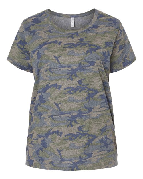 LAT 3816 Women's Curvy Collection Fine Jersey Tee - Vintage Camo