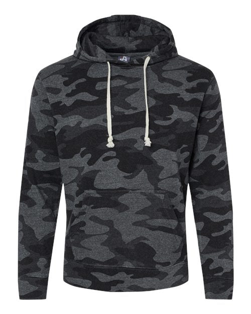 J. America 8871 Men's Triblend Fleece Hooded Sweatshirt - Black Camo Triblend
