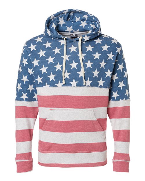 Load image into Gallery viewer, J. America 8871 Men's Triblend Fleece Hooded Sweatshirt - Stars &amp; Stripes Triblend
