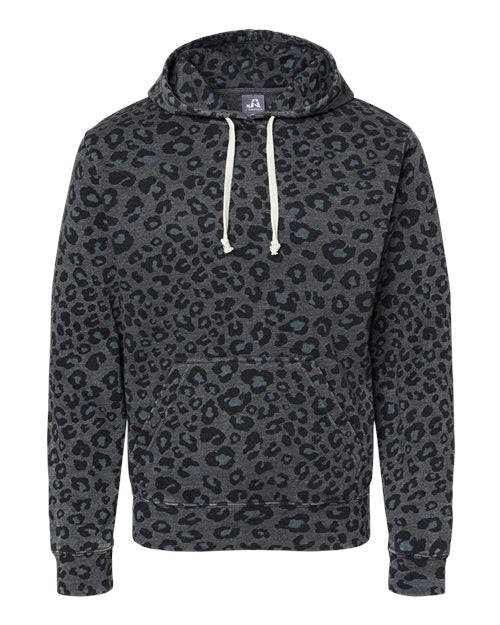 Load image into Gallery viewer, J. America 8871 Men's Triblend Fleece Hooded Sweatshirt - Black Leopard Triblend
