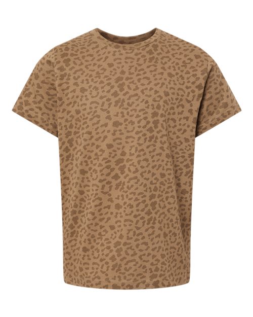 LAT 6101 Youth Fine Jersey Tee - Brown Leopard