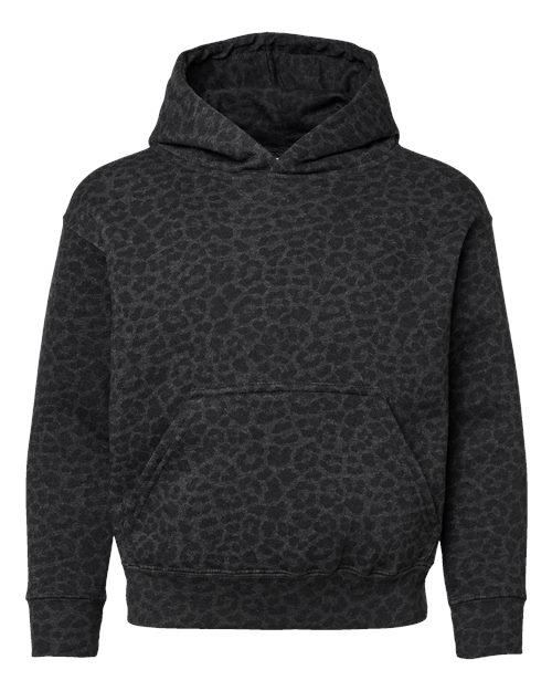 Load image into Gallery viewer, LAT 2296 Youth Hoodie Sweatshirt - Black Leopard
