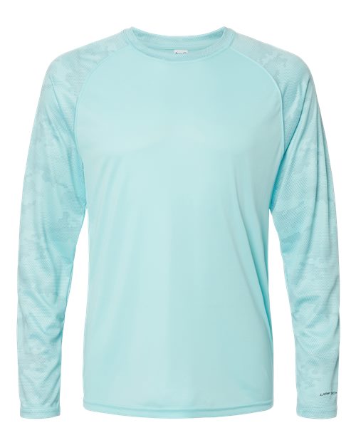 Paragon 216 Unisex Cayman Performance Camo Colorblocked Long Sleeve T-Shirt - Aqua Blue