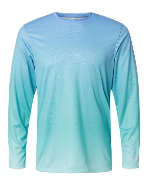 Paragon 225 Unisex Barbados Performance Pin Dot Long Sleeve T-Shirt - Blue Mist/ Light Teal