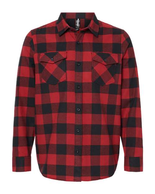 Independent Trading Co. EXP50F Unisex Flannel Shirt - Red/ Black