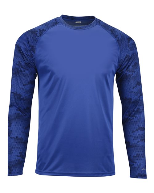 Paragon 216 Unisex Cayman Performance Camo Colorblocked Long Sleeve T-Shirt - Royal