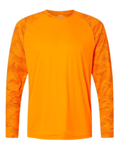 Paragon 216 Unisex Cayman Performance Camo Colorblocked Long Sleeve T-Shirt - Neon Orange