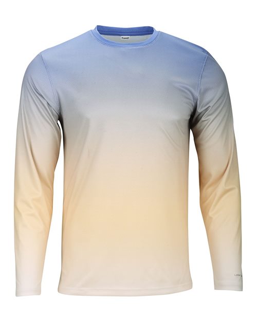 Paragon 225 Unisex Barbados Performance Pin Dot Long Sleeve T-Shirt - Bimini Blue/ Peach