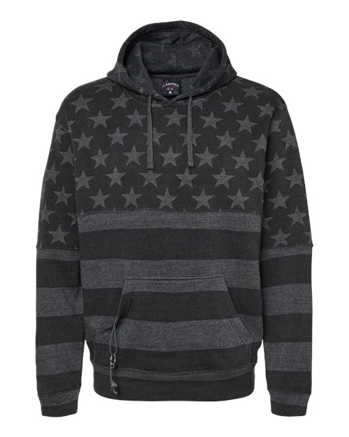 J. America 8815 Men's Tailgate Hooded Sweatshirt - Black Stars & Stripes