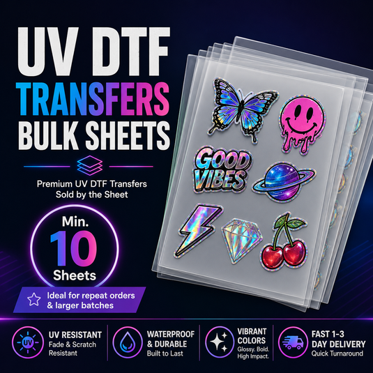 UV DTF Transfers Bulk Sheets