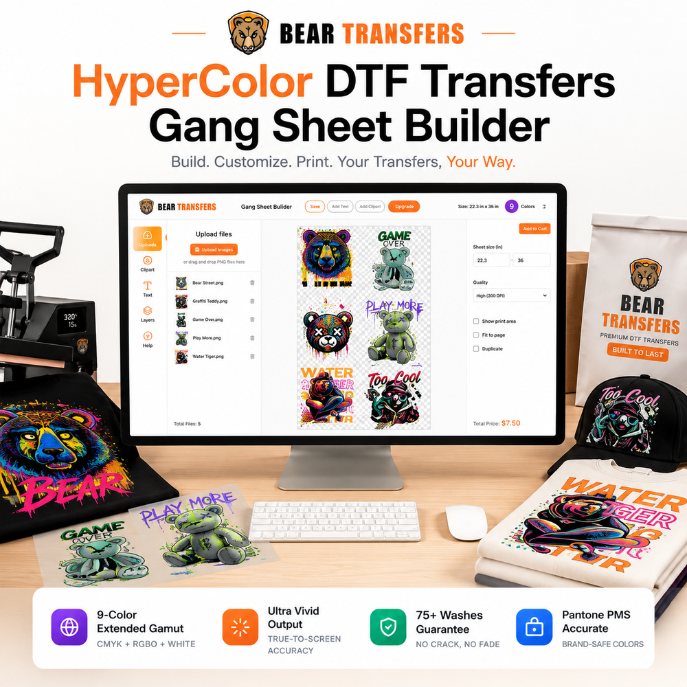 HyperColor DTF Transfers Gang Sheet Builder